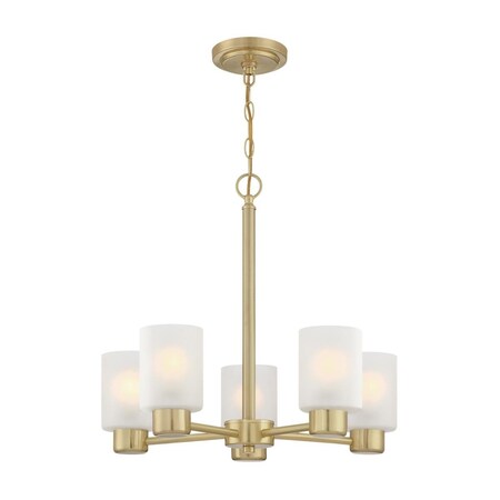 Westinghouse Chandelier 60W 5-Light Sylvestre Champagne Brass Frosted Glass 6127000